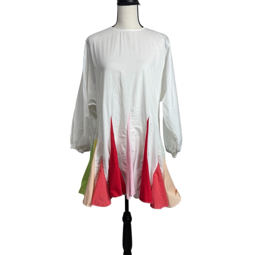 Colorful‎ Tunic Dress with Rainbow colored Pleated Accents Art to Wear Pride